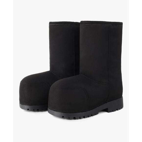 Platform Snow Boots Women Suede Hippy Fur Mid Calf Slip On Winter Non-slip - Picture 1 of 7